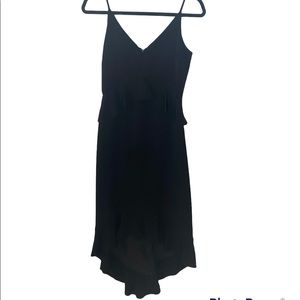 Halston Ruffle Tiered Midi Formal Black Dress XS